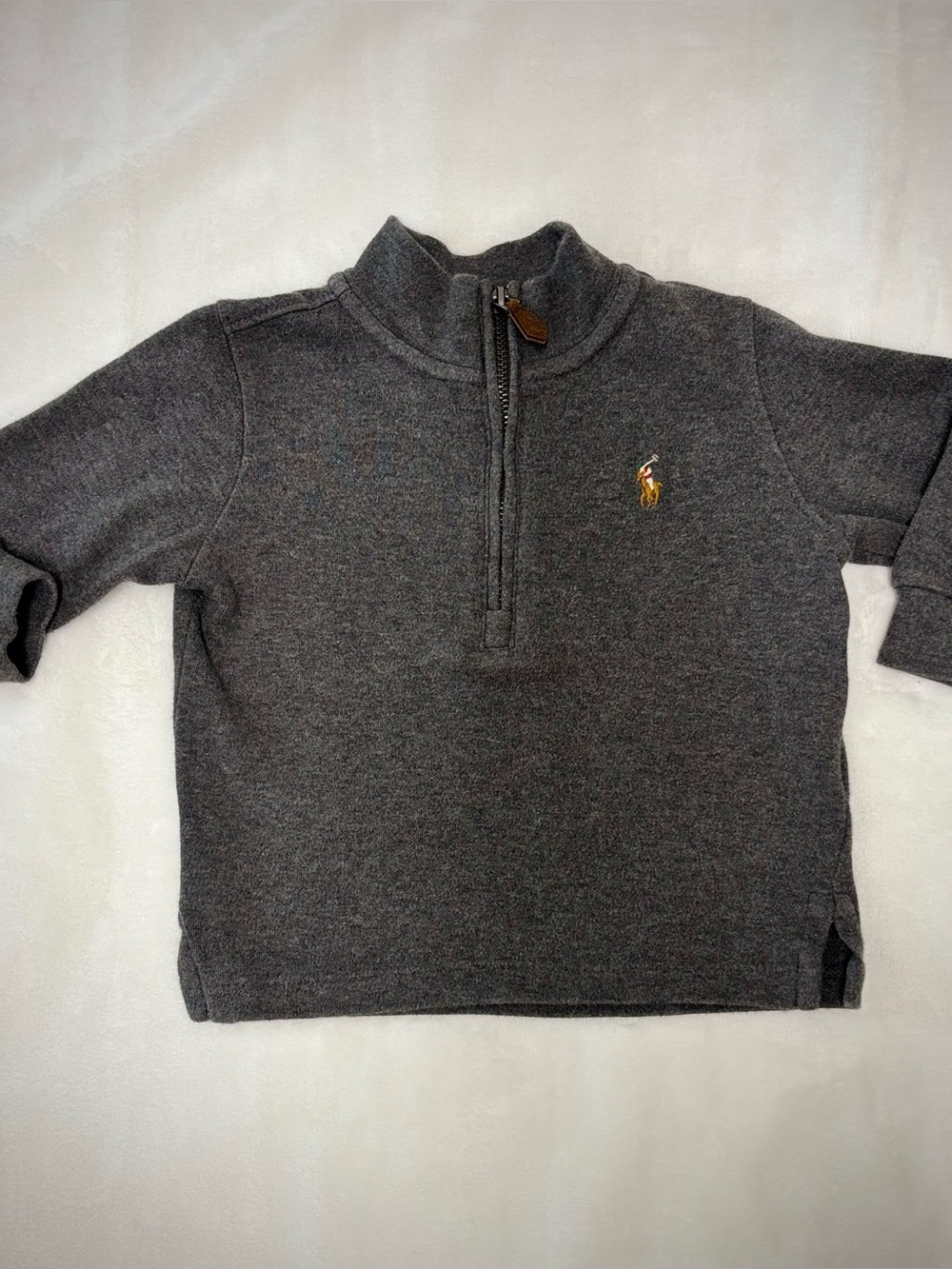 Ralph Lauren Gray Zip-Neck Baby Sweatshirt